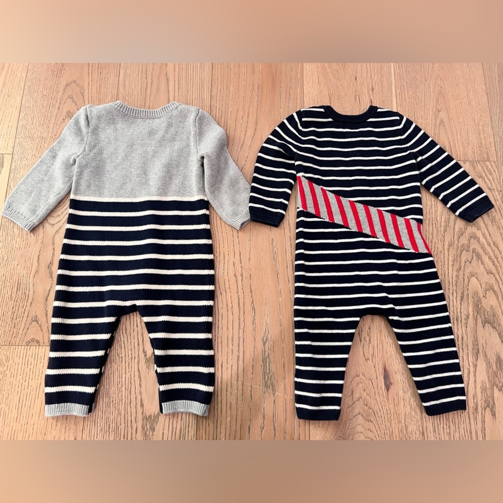 GAP Gray and Navy Striped Kids One Pieces - Picture 6 of 10